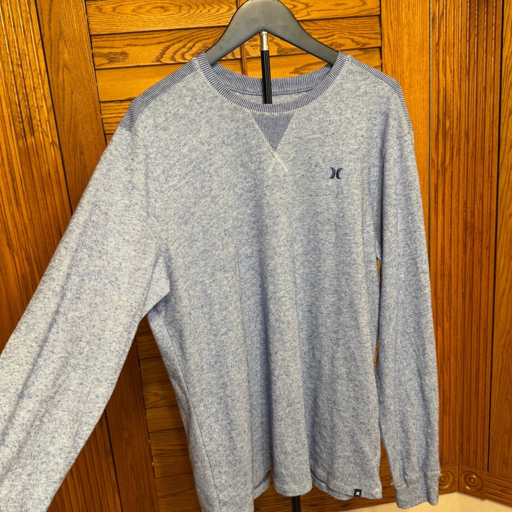 Hurley Buckle Mens XL Premium Fit Long Sleeve Blue Heathered Thermal Shirt